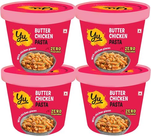 All Natural Pasta Cups - Freeze Dried Food - Pack of 4 - No Preservatives - 100% Natural Ingredients & Vegetarian - Ready to Eat Meals in 4 mins - 800 GMS (2 Creamy Tomato + 2 Peri Peri) - Yu Foodlabs in Saudi Arabia