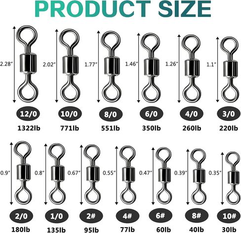 Barrel Swivels Fishing Swivel, 30Lb-1322Lb Stainless Steel Black Nickel Fishing Swivels Fishing Line Connector Freshwater Saltwater Fishing Tackle Accessories in Saudi Arabia
