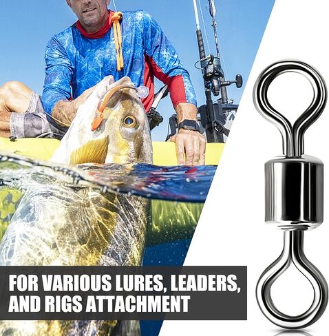 Barrel Swivels Fishing Swivel, 30Lb-1322Lb Stainless Steel Black Nickel Fishing Swivels Fishing Line Connector Freshwater Saltwater Fishing Tackle Accessories in Saudi Arabia