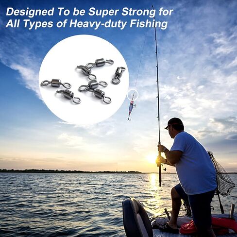 Barrel Swivels Fishing Swivel, 30Lb-1322Lb Stainless Steel Black Nickel Fishing Swivels Fishing Line Connector Freshwater Saltwater Fishing Tackle Accessories in Saudi Arabia