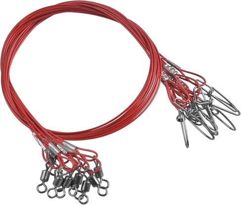 20PCS Fishing Leader Wire,150LB High Strenght Fishing Stainless Steel Wire Leader with Swivel Snaps Connect Tackle Lure Rig and Hooks 19.7inch in Saudi Arabia