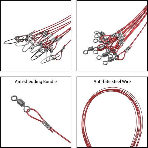 20PCS Fishing Leader Wire,150LB High Strenght Fishing Stainless Steel Wire Leader with Swivel Snaps Connect Tackle Lure Rig and Hooks 19.7inch in Saudi Arabia