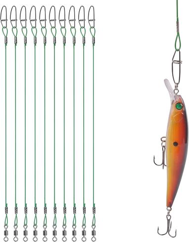 20PCS Fishing Leader Wire,150LB High Strenght Fishing Stainless Steel Wire Leader with Swivel Snaps Connect Tackle Lure Rig and Hooks 19.7inch in Saudi Arabia
