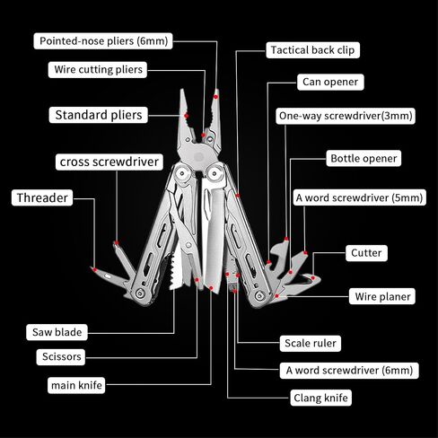 Multitool Pliers, 18-in-1 Portable Multi Tool with Pliers and Wire Cutter Stainless Steel Foldable Multitools for Survival,Camping,Exploring with Black sheath in Saudi Arabia
