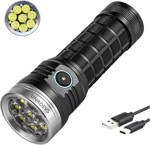 XC04 Flashlights High Lumens Rechargeable Max 4000 Lumens,High Powered Flashlight with 8*LED 6000K，5 Light Modes,Super Bright Flash Light for Hiking,Camping. in Kuwait