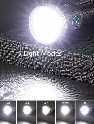 XC04 Flashlights High Lumens Rechargeable Max 4000 Lumens,High Powered Flashlight with 8*LED 6000K，5 Light Modes,Super Bright Flash Light for Hiking,Camping. in Kuwait