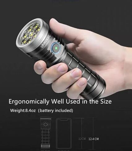 XC04 Flashlights High Lumens Rechargeable Max 4000 Lumens,High Powered Flashlight with 8*LED 6000K，5 Light Modes,Super Bright Flash Light for Hiking,Camping. in Kuwait