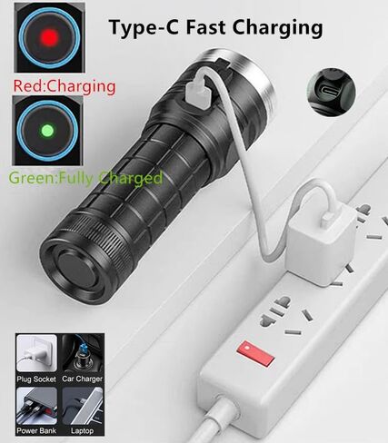 XC04 Flashlights High Lumens Rechargeable Max 4000 Lumens,High Powered Flashlight with 8*LED 6000K，5 Light Modes,Super Bright Flash Light for Hiking,Camping. in Kuwait