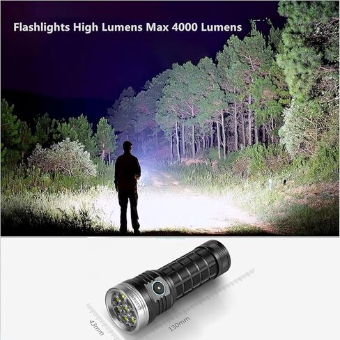 XC04 Flashlights High Lumens Rechargeable Max 4000 Lumens,High Powered Flashlight with 8*LED 6000K，5 Light Modes,Super Bright Flash Light for Hiking,Camping. in Kuwait