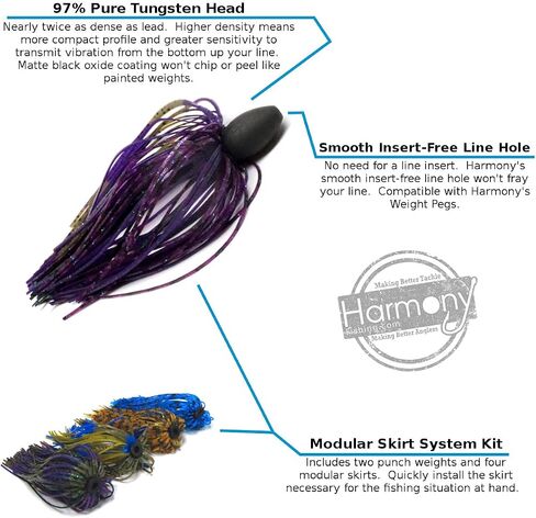 Harmony Fishing - Tungsten Skirted Punch Weight/Slither Rig MSS Kit [Pack of 2] (Modular Skirt System) in Saudi Arabia