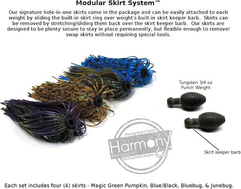 Harmony Fishing - Tungsten Skirted Punch Weight/Slither Rig MSS Kit [Pack of 2] (Modular Skirt System) in Saudi Arabia