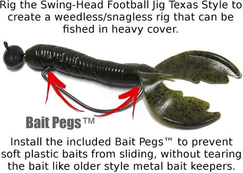 Harmony Fishing - Tungsten Swing Football Jigs [Pack of 3 w/ 10 Bait Pegs] (swinging football/rugby jigs with hooks for bass fishing) in Saudi Arabia