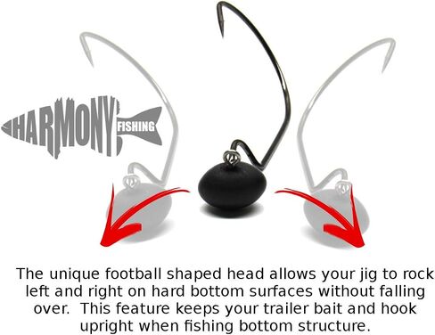 Harmony Fishing - Tungsten Swing Football Jigs [Pack of 3 w/ 10 Bait Pegs] (swinging football/rugby jigs with hooks for bass fishing) in Saudi Arabia
