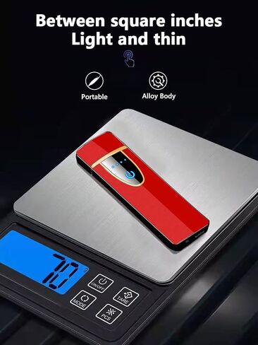 YOZWOO Mini Electric Lighter Plasma Flameless Rotary Arc Lighter USB Rechargeable Torch Lighter Smart Ignition Lighter Metal Slim Lighter with LED Indicator.（Gold in Kuwait