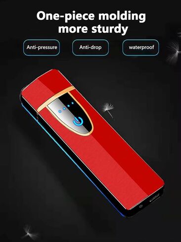 YOZWOO Mini Electric Lighter Plasma Flameless Rotary Arc Lighter USB Rechargeable Torch Lighter Smart Ignition Lighter Metal Slim Lighter with LED Indicator.（Gold in Kuwait