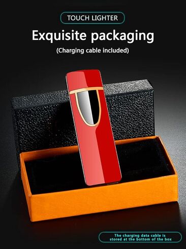 YOZWOO Mini Electric Lighter Plasma Flameless Rotary Arc Lighter USB Rechargeable Torch Lighter Smart Ignition Lighter Metal Slim Lighter with LED Indicator.（Gold in Kuwait