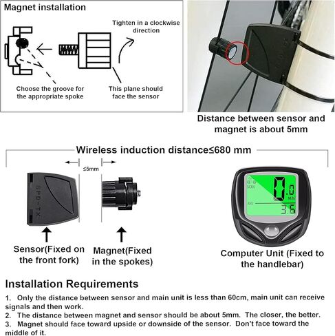 عداد السرعة وعداد المسافات اللاسلكي لجهاز كمبيوتر الدراجة الهوائية مع شاشة LCD ووظائف متعددة in Kuwait