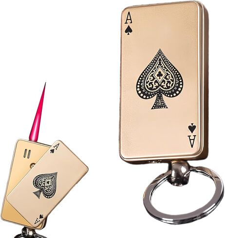 Cool Metal Poker Ace Cards Lighters Refillable, Novelty Vintage Dazzling & Ultra-Cool Lighter, Unique Gifts for Men Gifts Candles BBQ Camping (No Butane Fuel) (08#) in Saudi Arabia