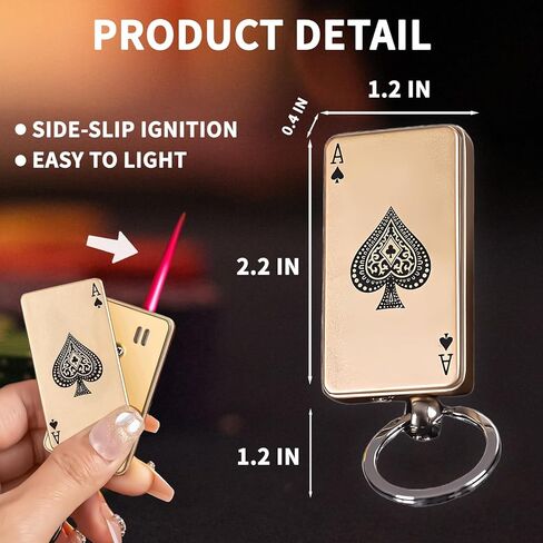 Cool Metal Poker Ace Cards Lighters Refillable, Novelty Vintage Dazzling & Ultra-Cool Lighter, Unique Gifts for Men Gifts Candles BBQ Camping (No Butane Fuel) (08#) in Saudi Arabia