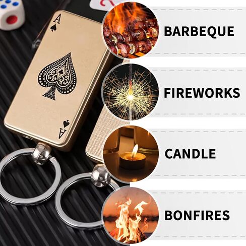 Cool Metal Poker Ace Cards Lighters Refillable, Novelty Vintage Dazzling & Ultra-Cool Lighter, Unique Gifts for Men Gifts Candles BBQ Camping (No Butane Fuel) (08#) in Saudi Arabia
