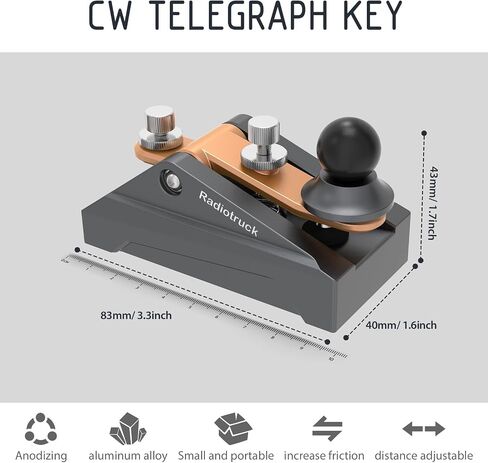 CW Morse Code Key - Pocket Morse Code Telegraph Key Aluminum Alloy Base Grey for Amateur Radio Ham Operators, Adjustable Tension (Blue-09B) in Saudi Arabia