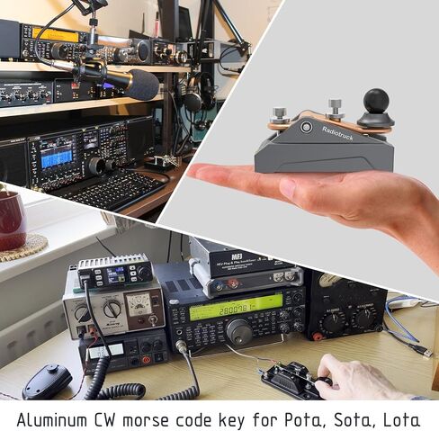 CW Morse Code Key - Pocket Morse Code Telegraph Key Aluminum Alloy Base Grey for Amateur Radio Ham Operators, Adjustable Tension (Blue-09B) in Saudi Arabia