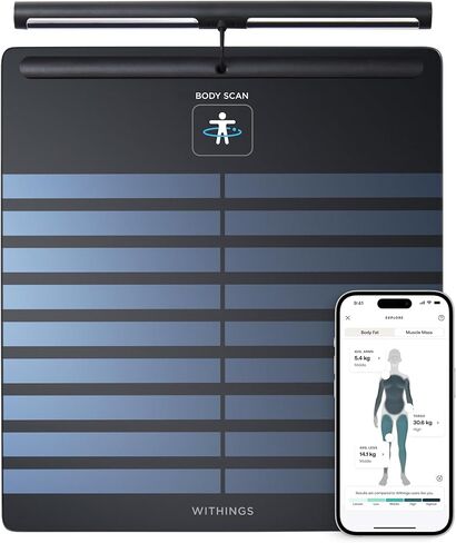 ويذينغز Body Comp - مقياس لوزن الجسم وتحليل كامل للجسم، واي فاي وبلوتوث، مقياس وزن الطفل، مقياس رقمي، الدهون الحشوية الدقيقة، صحة القلب، موازين متوافقة مع Apple، FSA/HSA in Kuwait
