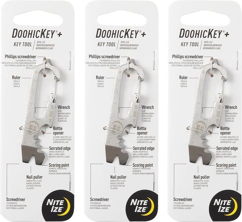 أداة مفاتيح Nite Ize DoohicKey Plus - حلقة تسلق من الفولاذ المقاوم للصدأ 8 في 1 - أداة متعددة للجيب مع مفكات براغي، وفتاحة زجاجات، ومسطرة، ومفتاح ربط، وفتاحة زجاجات والمزيد - 3 قطع (3 عبوات) in Saudi Arabia