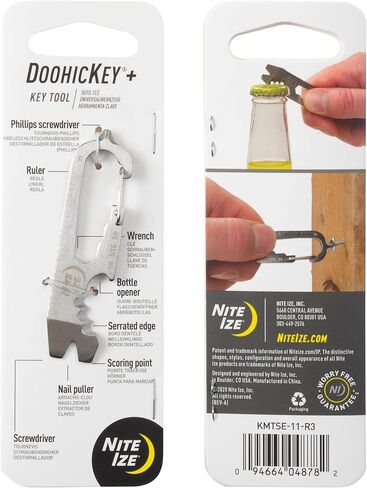 أداة مفاتيح Nite Ize DoohicKey Plus - حلقة تسلق من الفولاذ المقاوم للصدأ 8 في 1 - أداة متعددة للجيب مع مفكات براغي، وفتاحة زجاجات، ومسطرة، ومفتاح ربط، وفتاحة زجاجات والمزيد - 3 قطع (3 عبوات) in Saudi Arabia