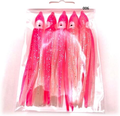 St. Pete 4"/10cm Glow Soft Plastic Octopus Squid Skirt Fishing Lures Hoochies Trolling Jigging Saltwater Freshwater Lure Set for Bass Salmon Trout Fluke Sets of 25 or 50 in Saudi Arabia