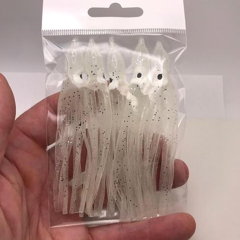 St. Pete 4"/10cm Glow Soft Plastic Octopus Squid Skirt Fishing Lures Hoochies Trolling Jigging Saltwater Freshwater Lure Set for Bass Salmon Trout Fluke Sets of 25 or 50 in Saudi Arabia