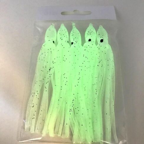 St. Pete 4"/10cm Glow Soft Plastic Octopus Squid Skirt Fishing Lures Hoochies Trolling Jigging Saltwater Freshwater Lure Set for Bass Salmon Trout Fluke Sets of 25 or 50 in Saudi Arabia
