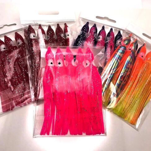 St. Pete 4"/10cm Glow Soft Plastic Octopus Squid Skirt Fishing Lures Hoochies Trolling Jigging Saltwater Freshwater Lure Set for Bass Salmon Trout Fluke Sets of 25 or 50 in Saudi Arabia