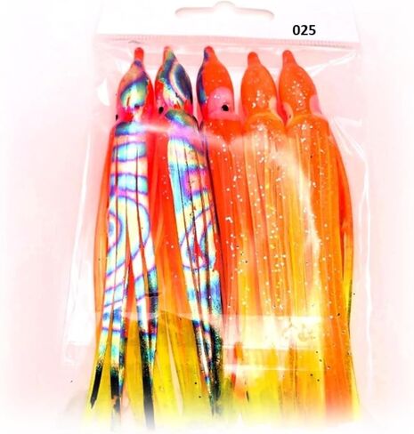 St. Pete 4"/10cm Glow Soft Plastic Octopus Squid Skirt Fishing Lures Hoochies Trolling Jigging Saltwater Freshwater Lure Set for Bass Salmon Trout Fluke Sets of 25 or 50 in Saudi Arabia