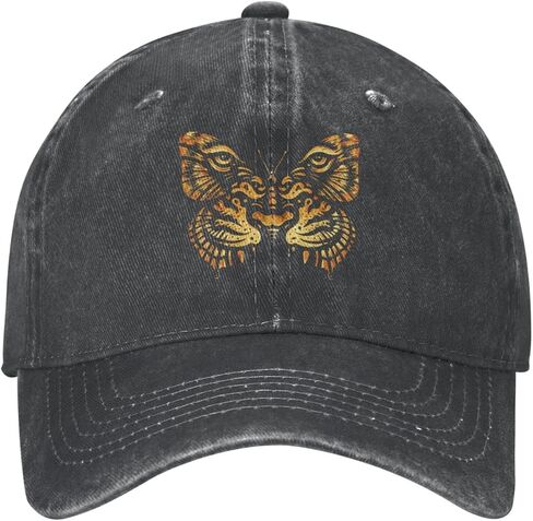 Butterfly Tiger Distressed Adjustable Washed Denim Mens Dad Trucker Hat Baseball Ball Cap for Men in Kuwait
