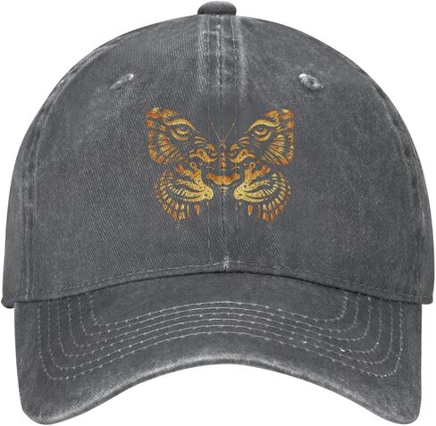 Butterfly Tiger Distressed Adjustable Washed Denim Mens Dad Trucker Hat Baseball Ball Cap for Men in Kuwait