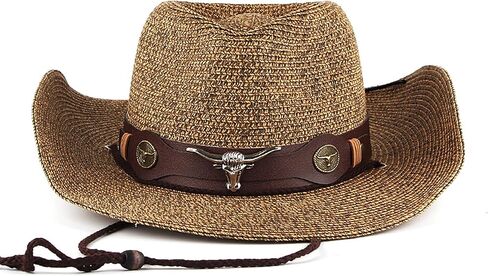 Men Cowboy Straw Hat Wide Brim Fedora Panama Straw Bucket Hat UV Protection Vacation Cap Foldable Beach Western Hat in Saudi Arabia