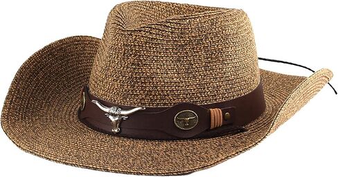 Men Cowboy Straw Hat Wide Brim Fedora Panama Straw Bucket Hat UV Protection Vacation Cap Foldable Beach Western Hat in Saudi Arabia