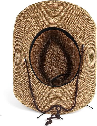 Men Cowboy Straw Hat Wide Brim Fedora Panama Straw Bucket Hat UV Protection Vacation Cap Foldable Beach Western Hat in Saudi Arabia