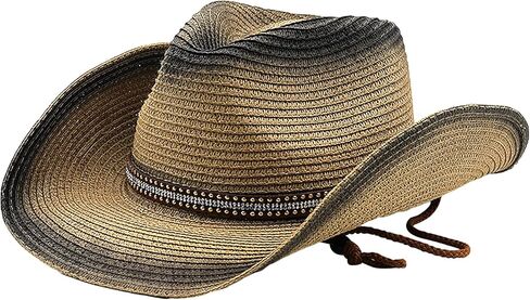 Men Cowboy Straw Hat Wide Brim Fedora Panama Straw Bucket Hat UV Protection Vacation Cap Foldable Beach Western Hat in Saudi Arabia