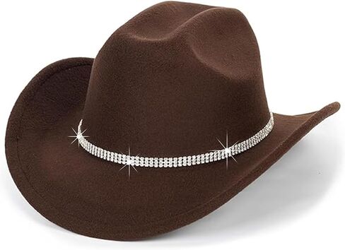 Classic-Rodeo Felt-Cowgirl-Hat for Women Bling-Rhinestone Western-Cowboy-Hat Sparkly-Disco-Party Outfits Medium/Large in Saudi Arabia