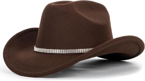 Classic-Rodeo Felt-Cowgirl-Hat for Women Bling-Rhinestone Western-Cowboy-Hat Sparkly-Disco-Party Outfits Medium/Large in Saudi Arabia