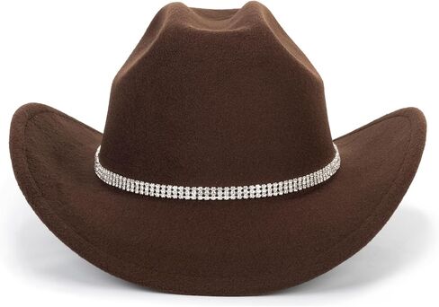 Classic-Rodeo Felt-Cowgirl-Hat for Women Bling-Rhinestone Western-Cowboy-Hat Sparkly-Disco-Party Outfits Medium/Large in Saudi Arabia
