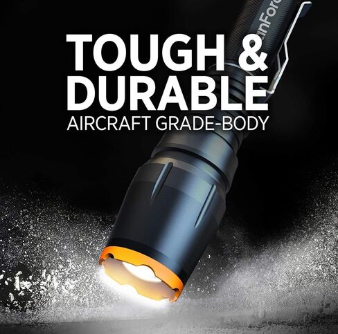 حزمة المصابيح الكاشفة التكتيكية القابلة لإعادة الشحن من DanForce LED. مصباح جيب صغير صغير + ضوء فلاش شديد التحمل، مصباح كشاف فانوس، فلتر أحمر وحافظة. شعلة عالية اللومن لـ: EDC، الطوارئ، التخييم، الشرطة in Kuwait