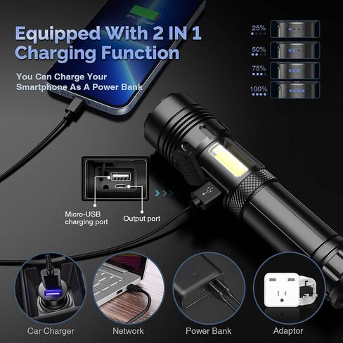 YIDOUZHH Rechargeable Flashlights High Lumens, 100000 Lumen Super Bright XHP70 Powerful Led Tactical Flashlight, Brightest High Powered Flash Light, Emergency Handheld Flashlight for Camping in Saudi Arabia
