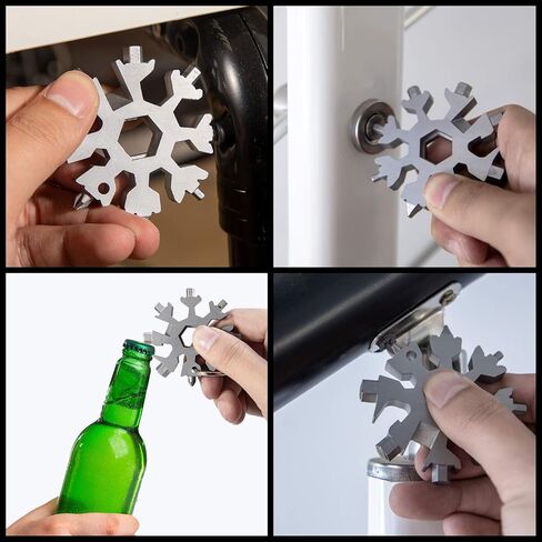 Snowflake multitool, Stainless Steel Snowflake tool multi, Portable Snowflake Tool Bottle Opener, Flat Phillips Screwdriver Kit all in one , gift for Christmas (Graceful Black) in Saudi Arabia