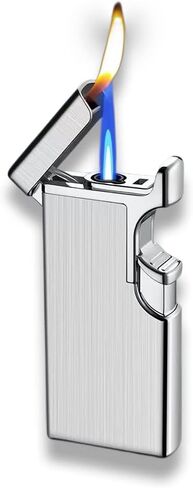 Butane Lighter Cool Lighters Dual Flame Lighter Windproof Lighter Cool Inflatable Blue Flame Candle Kitchen Barbecue Men's Camping Gifts (Without Butane) in Saudi Arabia