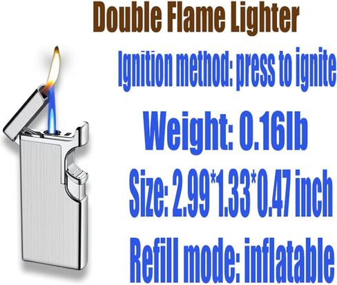 Butane Lighter Cool Lighters Dual Flame Lighter Windproof Lighter Cool Inflatable Blue Flame Candle Kitchen Barbecue Men's Camping Gifts (Without Butane) in Saudi Arabia