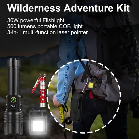 Flashlights Rechargeable High Lumens, Ultra Powerful LED 250000 Lumens Super Bright Tactical Flashlight High Power Handheld Flash Light Waterproof Zoomable 5 Modes for Camping, Emergency, Home in Kuwait