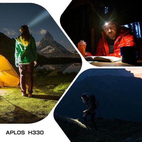 APLOS H330 Headlamp Flashlight Rechargeable - 1500 Lumen LED Headlight, Waterproof Motion Head Lamp Ultra-Light Bright, 5 Modes for Outdoor Camping Running Cycling Fishing in Kuwait